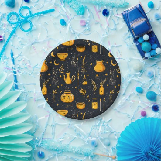 Halloween ketels en drankjes papieren bordje (Feest)