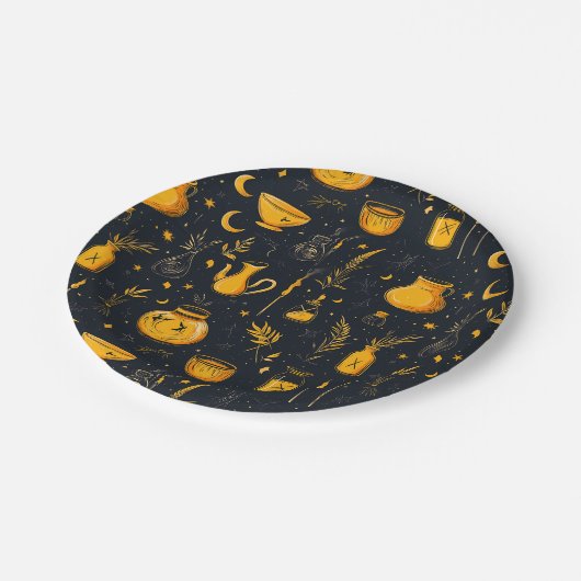 Halloween ketels en drankjes papieren bordje (Gekanteld)