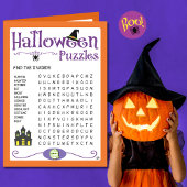Halloween Kids Puzzles Activity Card Kaart
