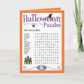 Halloween Kids Puzzles Activity Card Kaart (Voorkant)