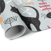 Halloween Kids Verjaardag Naam Leeftijd Jongen's Cadeaupapier (Rol Hoek)