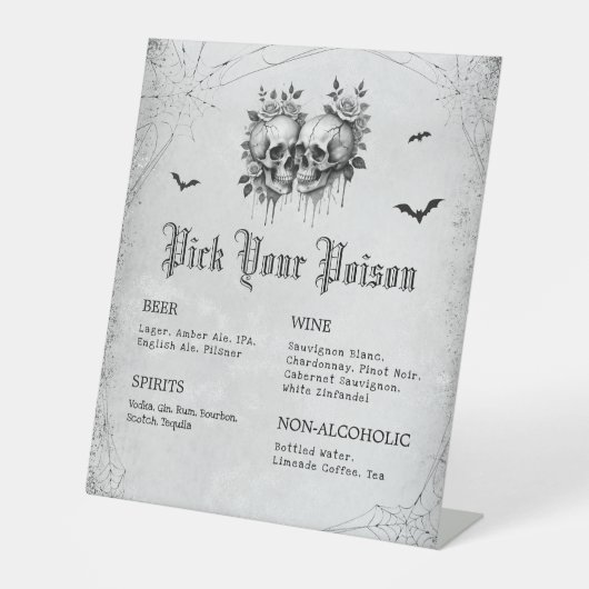 Halloween Kies uw Poison Bar Reclamebord Met Voetstuk (Voorkant)