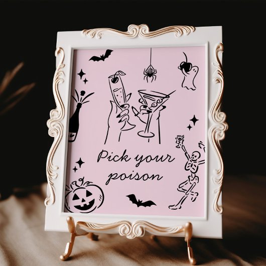 Halloween Kies uw Poison Cocktail Sign Poster