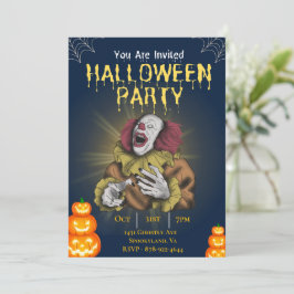Halloween Killer Clown Invitation Kaart