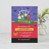 Halloween Kind Kostuum Pumpkin Party Uitnodigen Kaart (Staand voorkant)