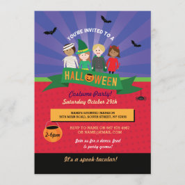 Halloween Kind Kostuum Pumpkin Party Uitnodigen Kaart
