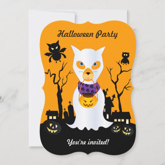 Halloween-kind van een geest-hond gaat een truc in kaart (Voorkant)