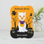 Halloween-kind van een geest-hond gaat een truc in kaart (Staand voorkant)