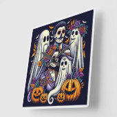 Halloween Kinder Avontuur - Kleurrijk Ontwerp Vierkante Klok (Hoek)
