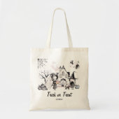 Halloween Kinder Behandel Canvas tas | waterverf b (Voorkant)