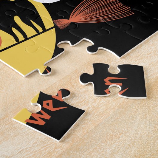 Halloween Kinder Black Scary Cartoon Moon Witch Cu Legpuzzel (Zijkant)