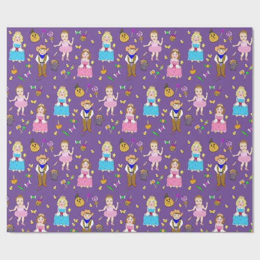 Halloween Kinder Cowboys, Princesses en Ballerinas Cadeaupapier (Vlak)