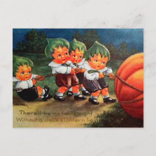  Halloween kinder en pompoen briefkaart