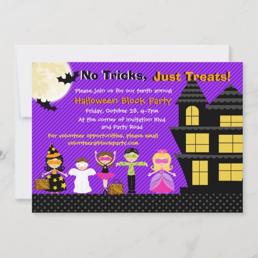 Halloween Kinder Halloween Costume Party Invite Kaart (Voorkant)