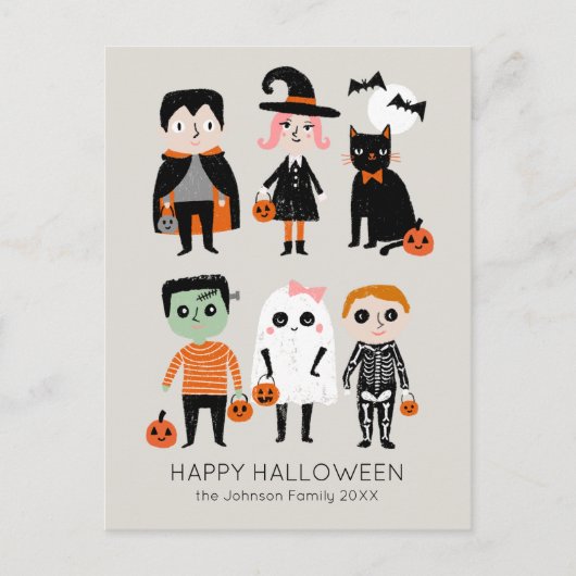 Halloween Kinder illustratie Aangepaste naam Briefkaart (Voorkant)