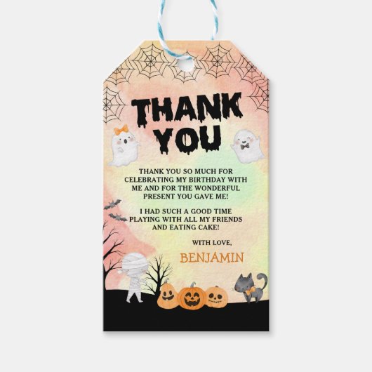 Halloween Kinder kostuum 1e verjaardagsfeest Cadeaulabel (Voorkant)