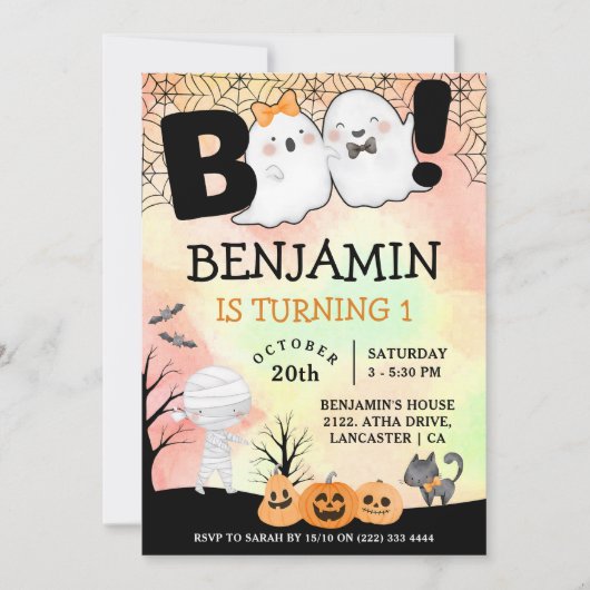 Halloween Kinder kostuum 1e verjaardagsfeest Kaart (Voorkant)