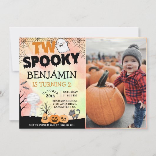 Halloween Kinder Kostuum 2e Verjaardag Party Foto Kaart (Voorkant)