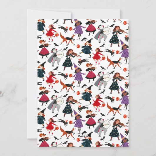 Halloween kinder kostuum feestuitnodiging feestdagenkaart (Achterkant)