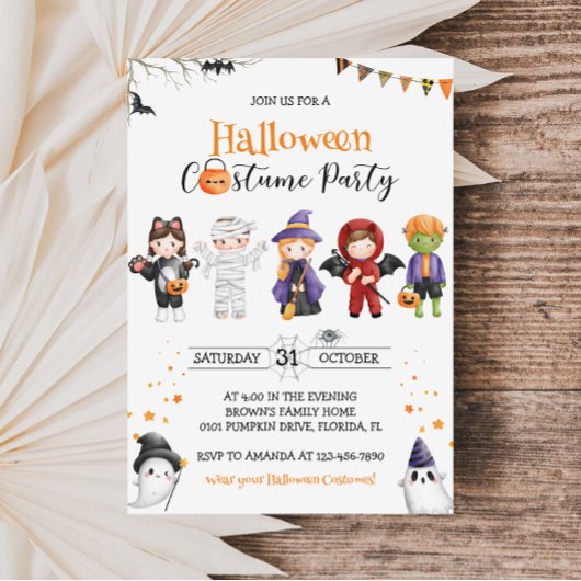 Halloween Kinder kostuum feestuitnodiging Kaart