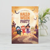 Halloween Kinder Kostuum Party Trick Treat Kaart (Staand voorkant)