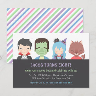 Halloween Kinder Monster Birthday Party Invitation Kaart