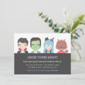 Halloween Kinder Monster Verjaardag Uitnodigingen (Staand voorkant)