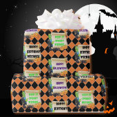 Halloween Kinder naam Frankenstein Verjaardag Cust Cadeaupapier