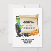 Halloween Kinder naam Frankenstein Verjaardag Cust Kaart (Achterkant)