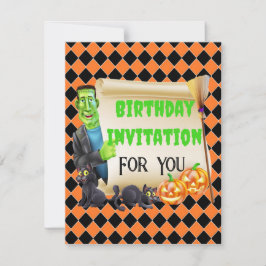 Halloween Kinder naam Frankenstein Verjaardag Cust Kaart
