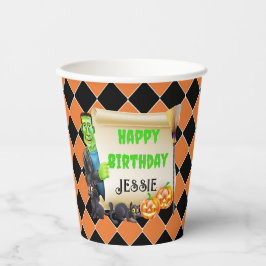 Halloween Kinder naam Frankenstein Verjaardag Cust Papieren Bekers