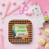 Halloween Kinder naam Frankenstein Verjaardag Cust Papieren Bordje (Feest)