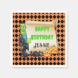 Halloween Kinder naam Frankenstein Verjaardag Cust Servet