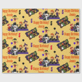 Halloween Kinder naam Kind Verjaardag Personaliser Cadeaupapier (Vlak)