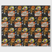 Halloween Kinder naam Kind Verjaardag Personaliser Cadeaupapier (Vlak)