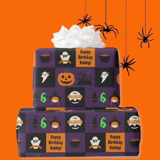 Halloween Kinder naam Kind Verjaardag Personaliser Cadeaupapier
