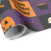 Halloween Kinder naam Kind Verjaardag Personaliser Cadeaupapier (Rol Hoek)