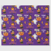 Halloween Kinder naam Kind Verjaardag Personaliser Cadeaupapier (Vlak)