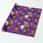 Halloween Kinder naam Kind Verjaardag Personaliser Cadeaupapier (Uitgerold)