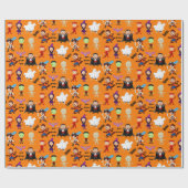 Halloween Kinder naam Kind Verjaardag Personaliser Cadeaupapier (Vlak)