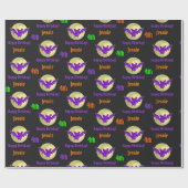 Halloween Kinder naam Kind Verjaardag Personaliser Cadeaupapier (Vlak)