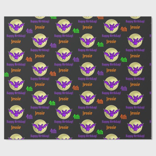 Halloween Kinder naam Kind Verjaardag Personaliser Cadeaupapier (Vlak)