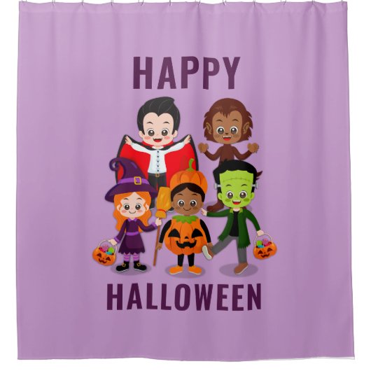 Halloween Kinder Schattigee kostuumfeest Douchegordijn (Voorkant)
