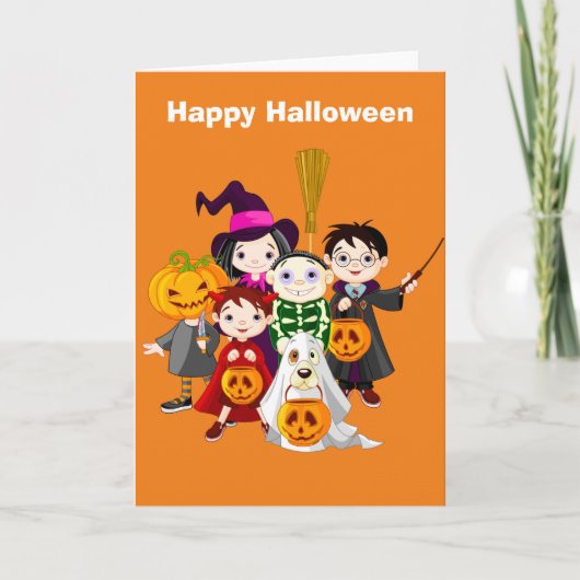 Halloween kinderen bedriegen of behandelen kaart (Voorkant)