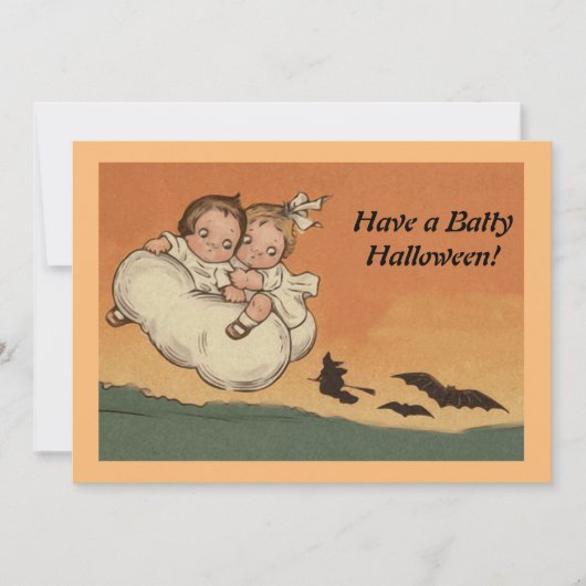  halloween kinderen die vliegende vleermuizen acht feestdagenkaart (Voorkant)