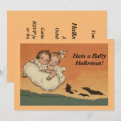  halloween kinderen die vliegende vleermuizen acht feestdagenkaart (Voorkant / Achterkant)