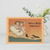  halloween kinderen die vliegende vleermuizen acht feestdagenkaart (Staand voorkant)