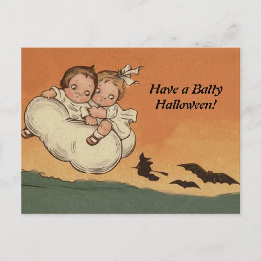  halloween kinderen die vliegende vleermuizen acht feestdagenkaart (Voorkant)