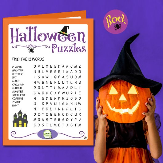 Halloween Kinderen Puzzels Activiteitenkaart Kaart