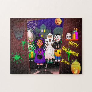 Halloween kinderen tikken of behandelen legpuzzel